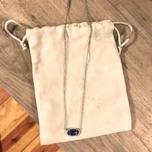 Kendra Scott Elisa Necklace, Silver With Blue Stone.